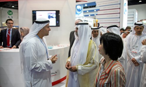 Nahyan Bin Mubarak Visits AAU Pavilion at NAJAH 2013