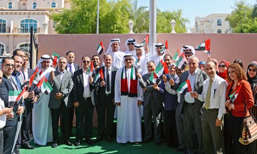 The UAE flag ‘Lift it skyward, to keep it towering’ at Al Ain University