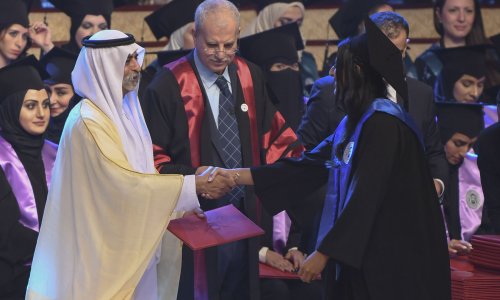 Nahyan Bin Mubarak attends the Year of Zayed batch graduation at AAU