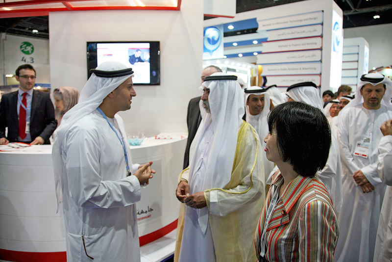 Nahyan Bin Mubarak Visits AAU Pavilion at NAJAH 2013